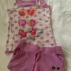 Justice Girls Pink & Lavender Sunglasses Tank and Shorts Set